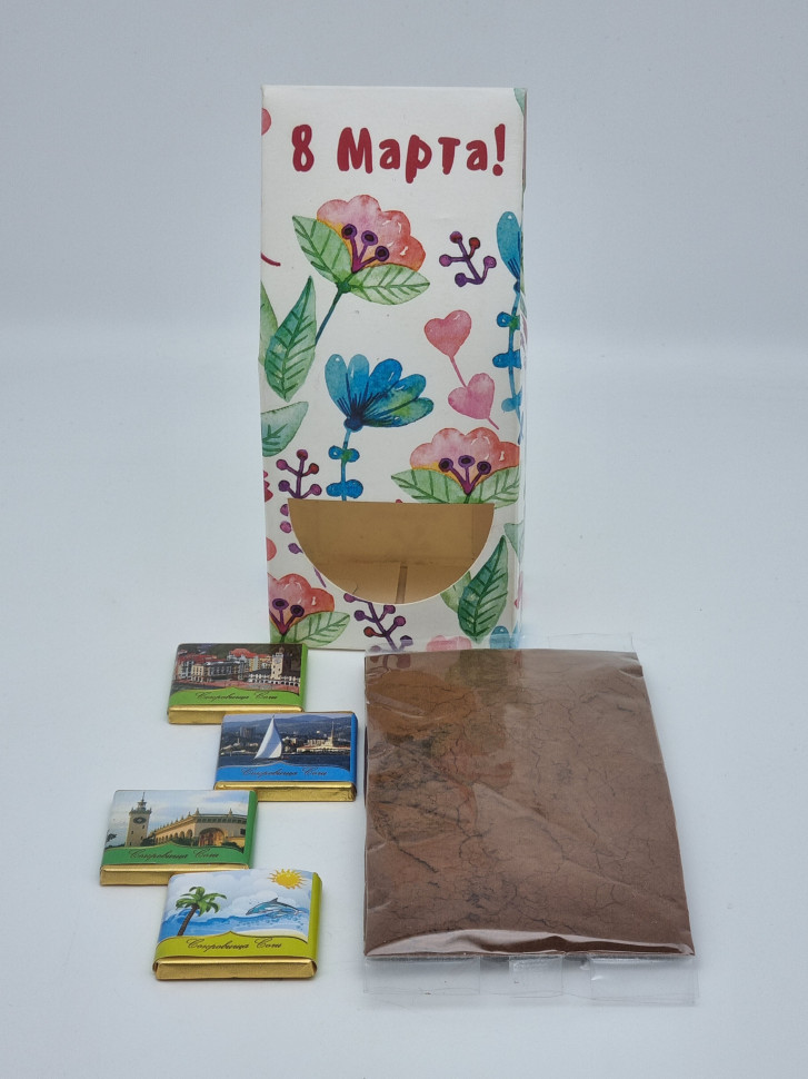 Подарочный набор с 8 марта кофе арабика 40гр, шоколад 20гр