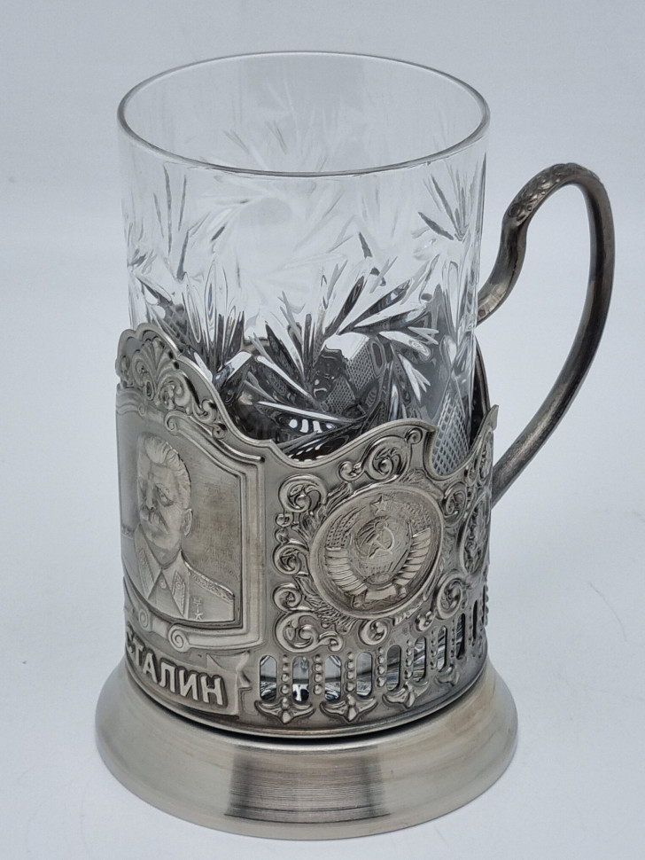 Подстаканник "Сталин" с хрустальным стаканом