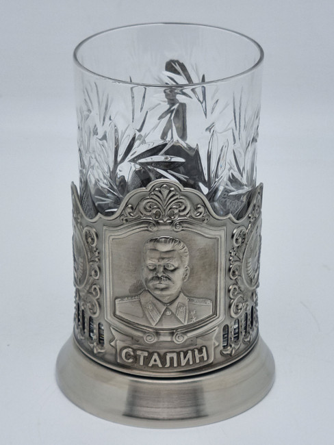 Подстаканник "Сталин" с хрустальным стаканом
