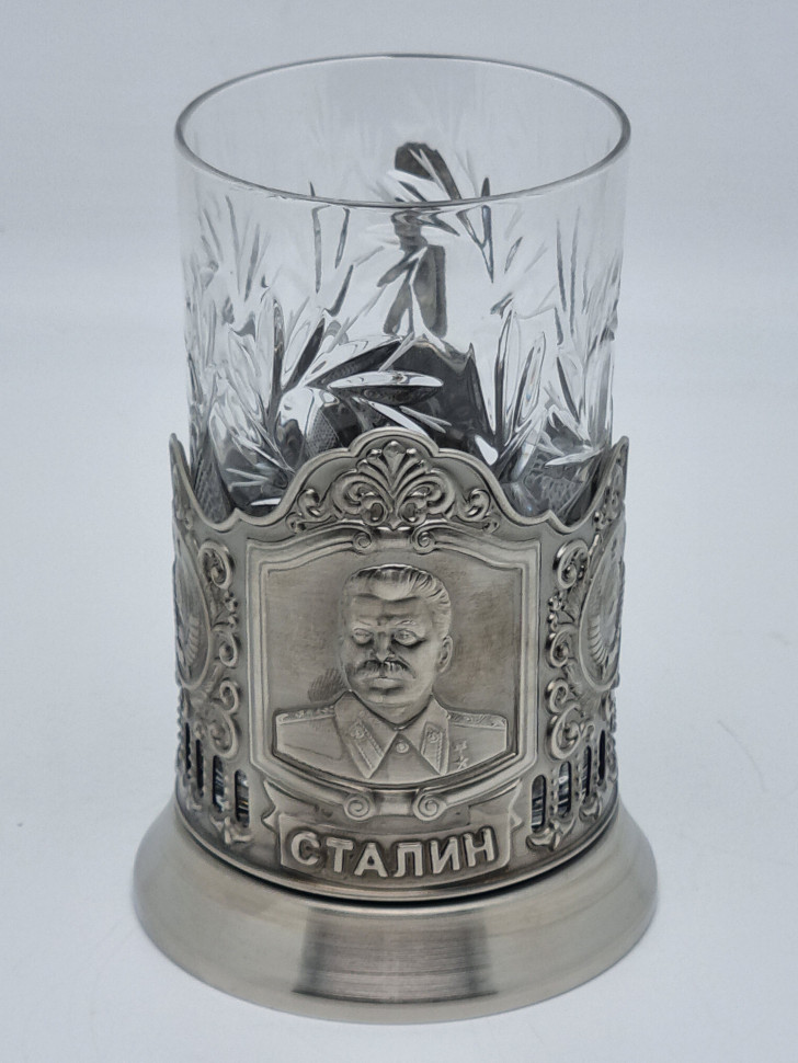 Подстаканник "Сталин" с хрустальным стаканом