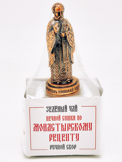 Чай печной сушки по монастырскому рецепту зеленый ручной сбор 40гр с фигуркой Николай Чудотворец