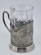 Подстаканник "Три богатыря" с хрустальным стаканом Подстаканник "Три богатыря" с хрустальным стаканом