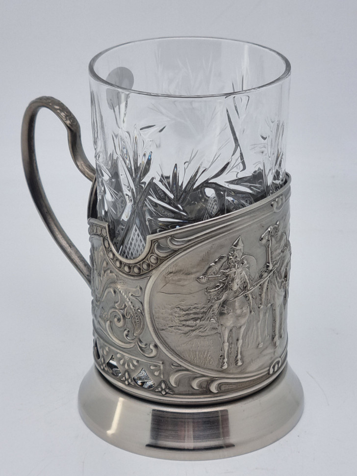 Подстаканник "Три богатыря" с хрустальным стаканом