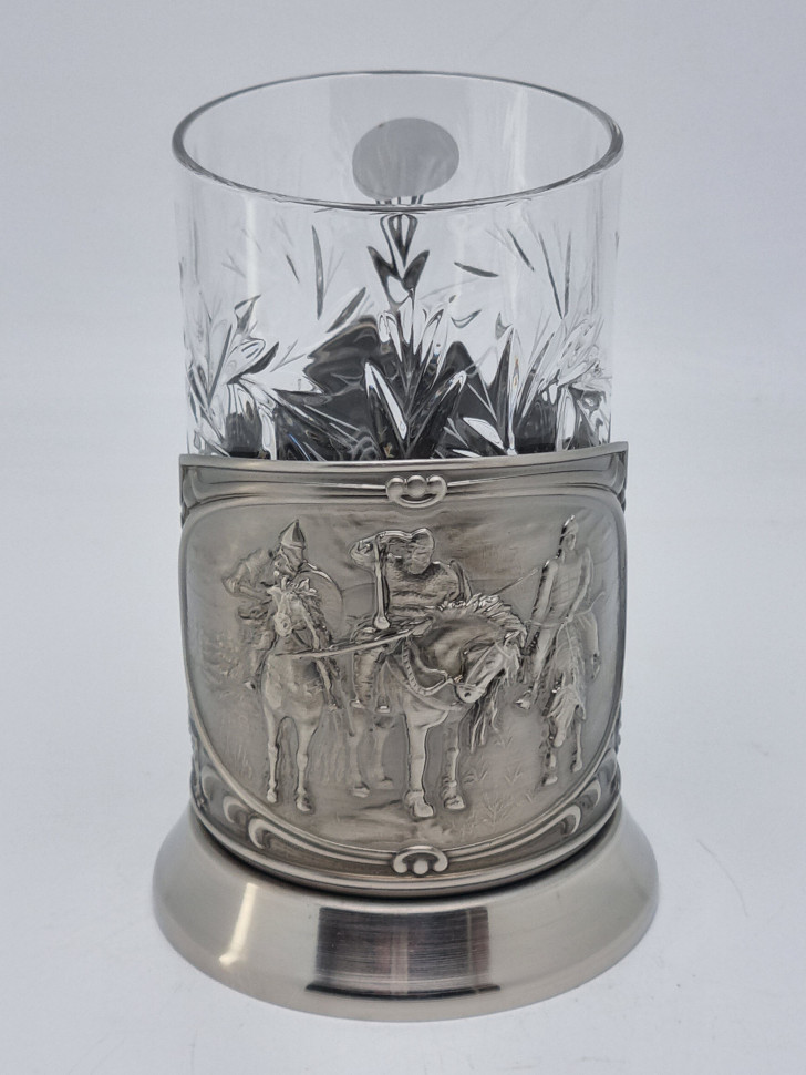 Подстаканник "Три богатыря" с хрустальным стаканом