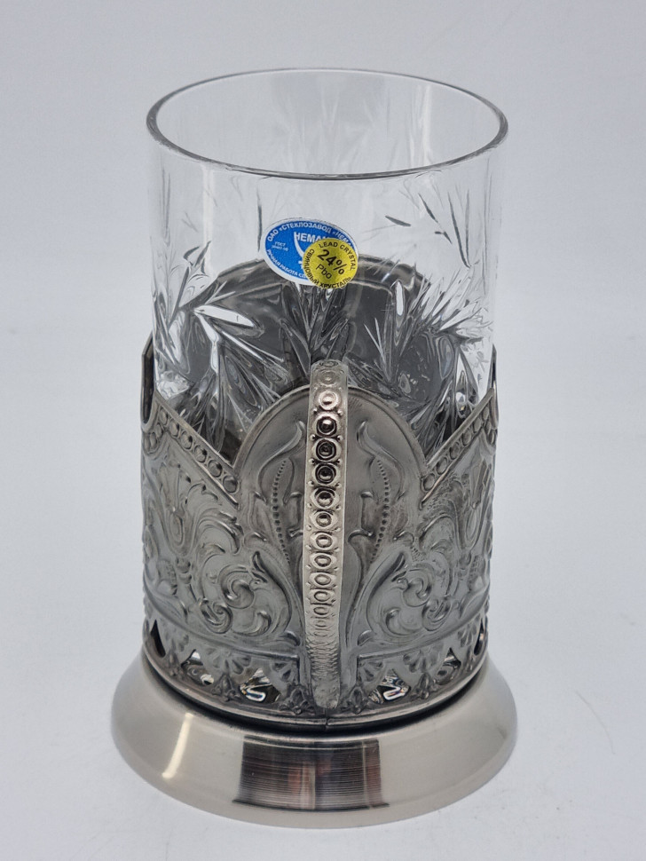 Подстаканник "Три богатыря" с хрустальным стаканом