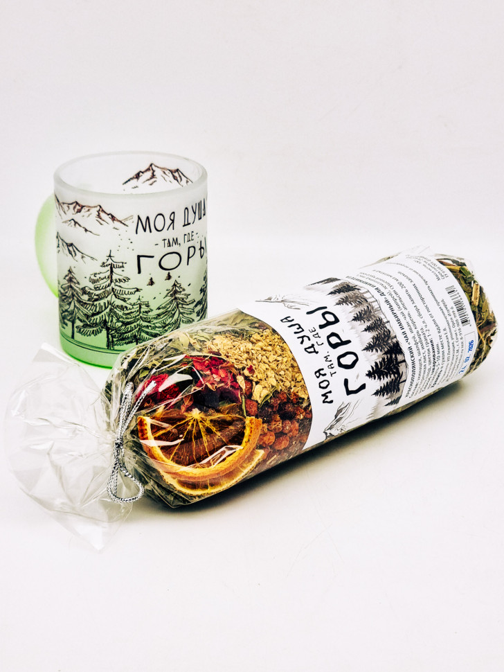 Чай Краснополянский "Имбирный для иммунитета" в кружке "Моя душа,там где горы" зеленая 300мл