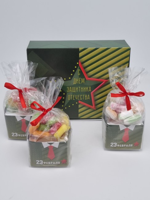 Набор 555 Праздничный 3 вида чая и сладости с 23 февраля Набор 555 Праздничный 3 вида чая и сладости с 23 февраля