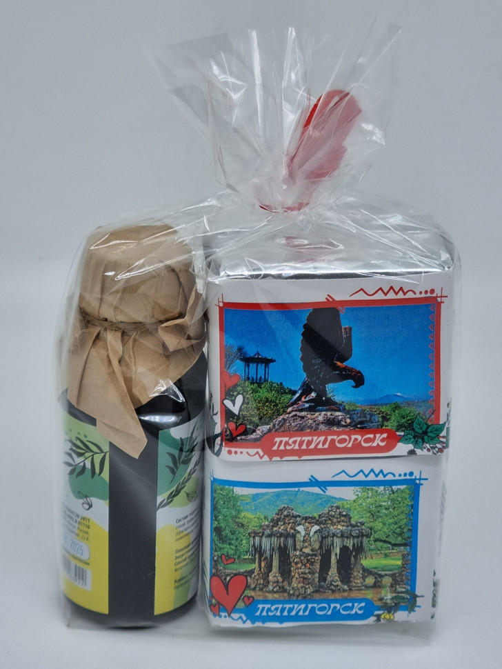 Набор чай черный р/с 35гр + чай зеленый р/с 40гр и бальзам Краснополянские травы Пятигорск