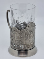 Подстаканник "Штурвал" с хрустальным стаканом Подстаканник "Штурвал" с хрустальным стаканом