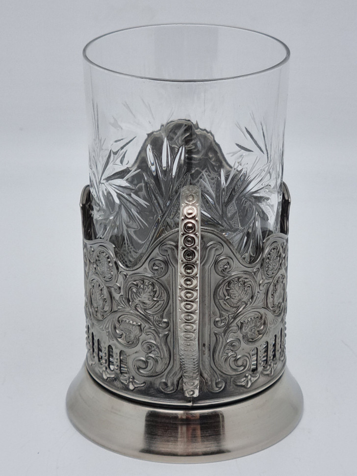 Подстаканник "Штурвал" с хрустальным стаканом