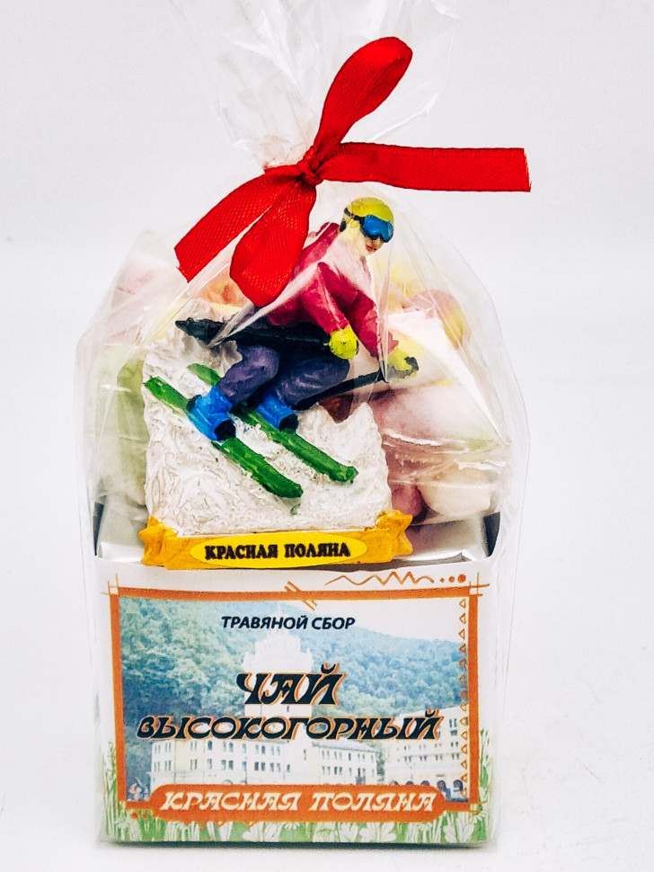Краснополянский чай "Высокогорный" 40гр + парварда 50гр Красная поляна с магнитом лыжник 1