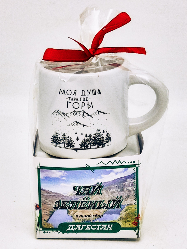 Чай зеленый ручной сбор 40гр + кружка мини Дагестан