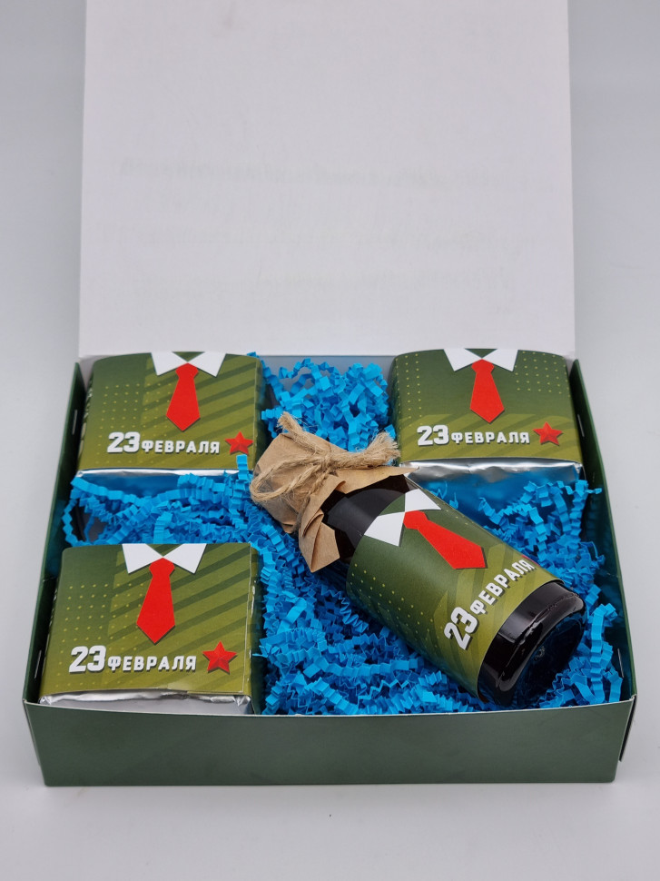 Подарочный набор с 23 февраля зеленый чай 40гр, черн 35гр, красн 40гр и бальзам для иммунитета 125мл