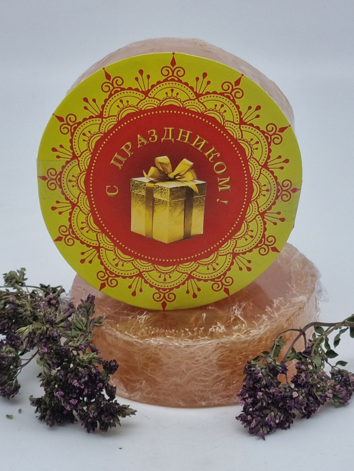 Мыло с люфой Золотая Мацеста "Апельсин с корицей" 100гр лучший подарок