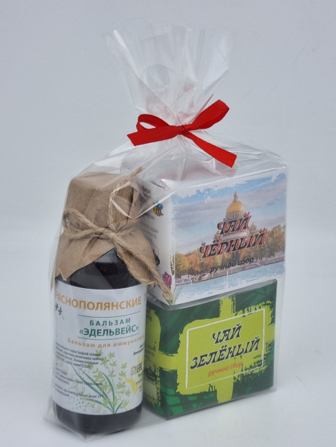 Набор чай черный р/с 35гр + чай зеленый р/с 40гр и бальзам Краснополянские травы Санкт-Петербург