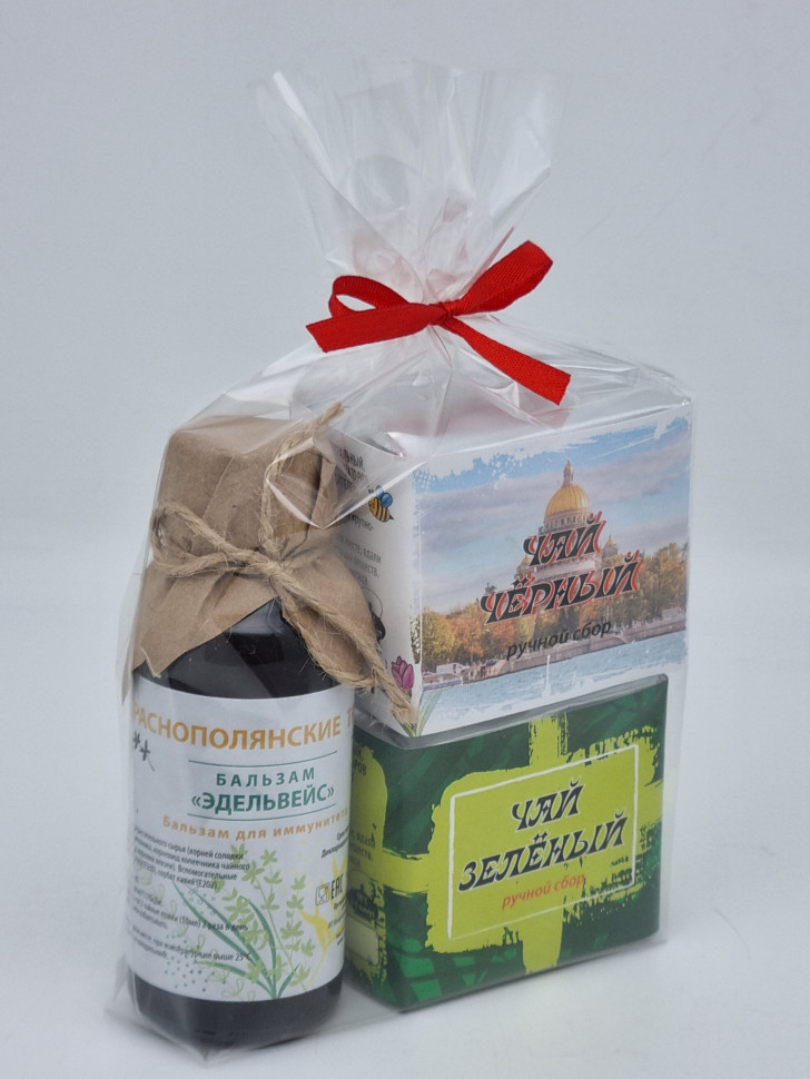 Набор чай черный р/с 35гр + чай зеленый р/с 40гр и бальзам Краснополянские травы Санкт-Петербург