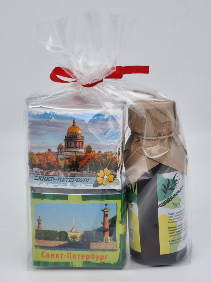 Набор чай черный р/с 35гр + чай зеленый р/с 40гр и бальзам Краснополянские травы Санкт-Петербург