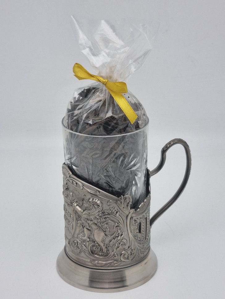 Подстаканник "Глава семьи" стакан хрусталь с черным чаем