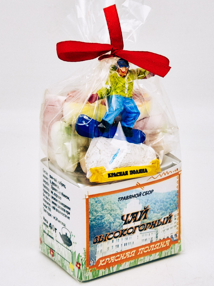 Краснополянский чай "Высокогорный" 40гр + парварда 50гр Красная поляна с магнитом сноубордист 1