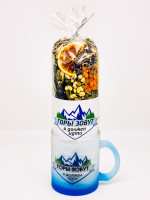 Чай Краснополянский "Букет здоровья" в кружке с цветным дном "Горы зовут" синяя 300мл