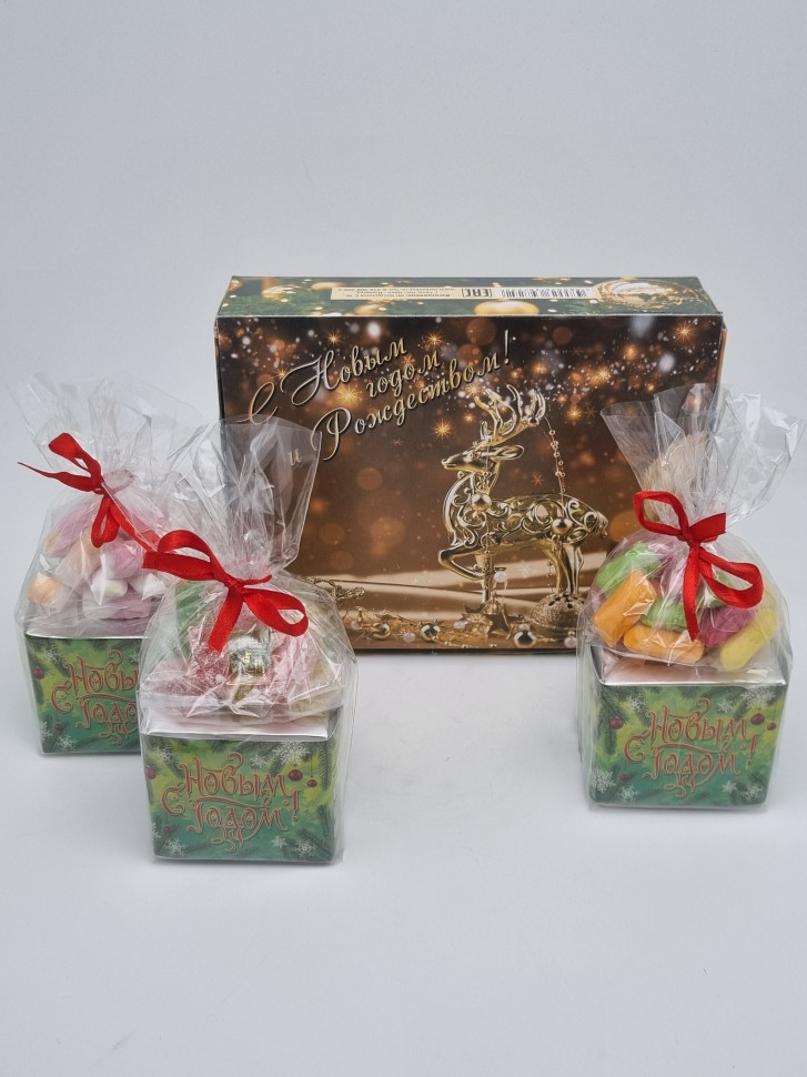 Набор 555 Праздничный 3 вида чая и сладости с новым годом