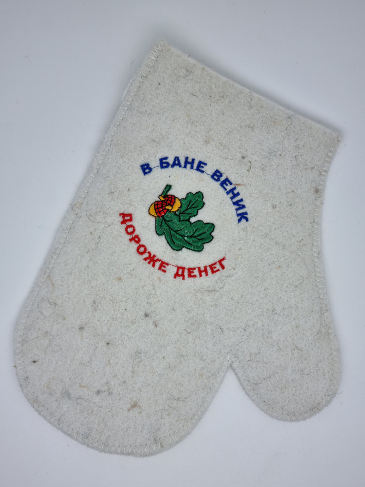 Рукавица для бани "В бане веник дороже денег"