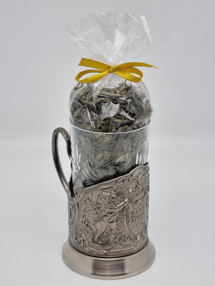 Подстаканник "Глава семьи" стакан хрусталь с зеленым чаем