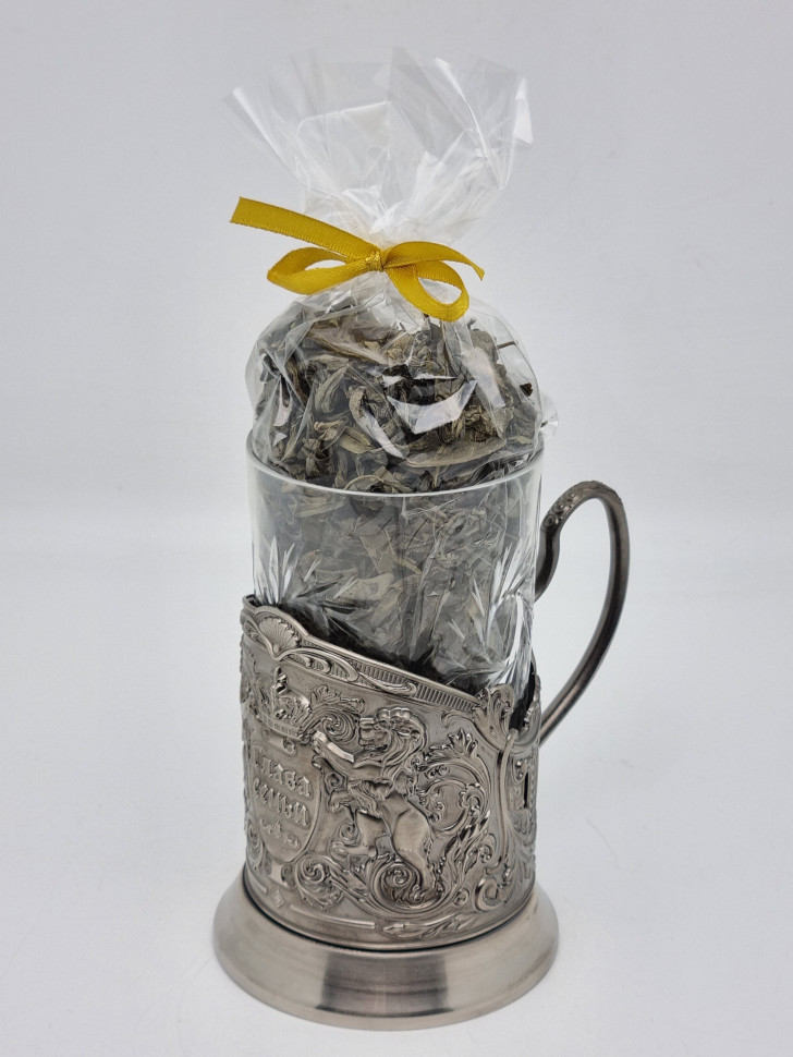 Подстаканник "Глава семьи" стакан хрусталь с зеленым чаем