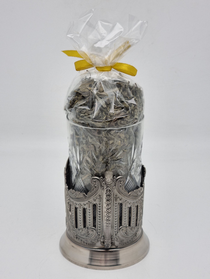 Подстаканник "Глава семьи" стакан хрусталь с зеленым чаем