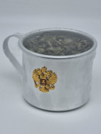 Кружка с черным чаем 80гр из алюминия Герб России
