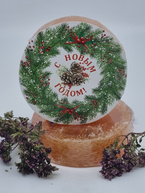 Мыло с люфой Золотая Мацеста "Апельсин с корицей" 100гр с новым годом