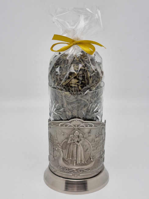 Подстаканник "Петр и Феврония" стакан хрусталь с зеленым чаем Подстаканник "Петр и Феврония" стакан хрусталь с зеленым чаем