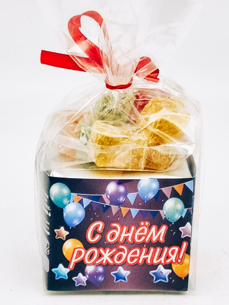 Подарочный набор с днем рождения чай черный ручной сбор 35гр +лукум 50гр