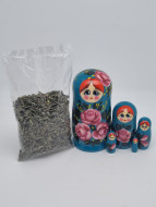 Матрешка с зеленым чаем 70гр "Цветы" 14см Матрешка с зеленым чаем 70гр "Цветы" 14см