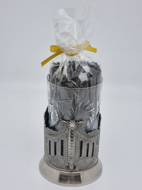 Подстаканник "Петр и Феврония" стакан хрусталь с черным чаем