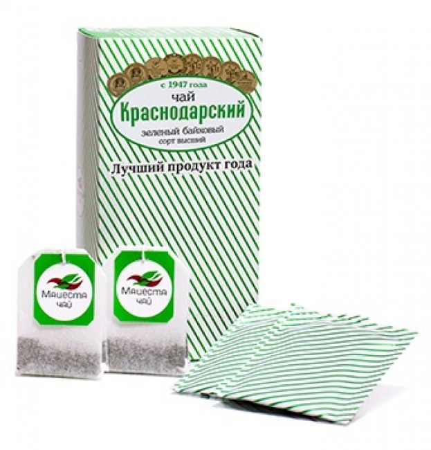 "Краснодарский с 1947 года" чай зеленый отборный 25 пакетиков по 1,5гр в и/у