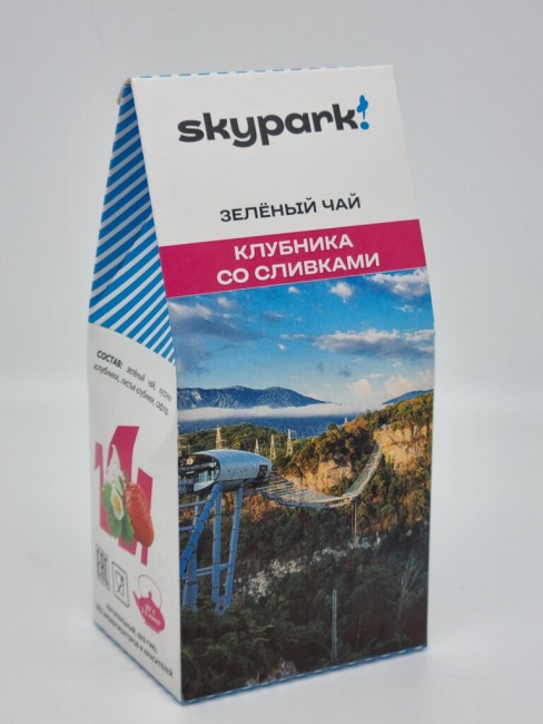 Зелёный чай "Клубника со сливками" с логотипом