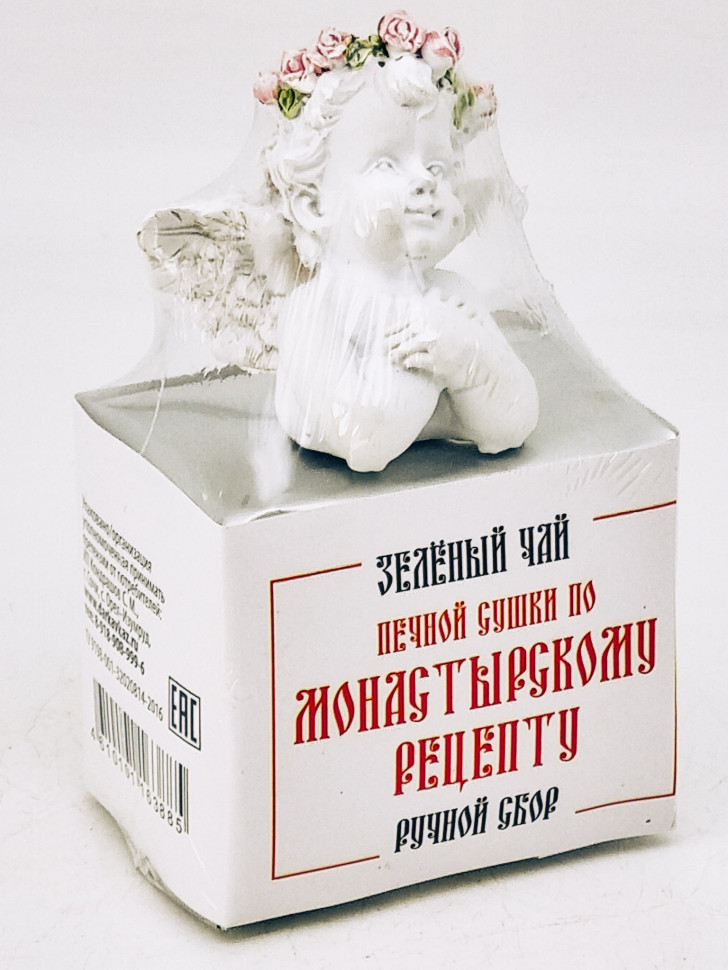 Зеленый чай ручной сбор печной сушки монастырский травник 40гр с бюстом ангела