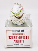 Зеленый чай ручной сбор печной сушки монастырский травник 40гр с бюстом ангела