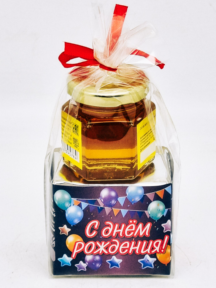 Подарочный набор с днем рождения чай зеленый ручной сбор 40гр + мед 50гр