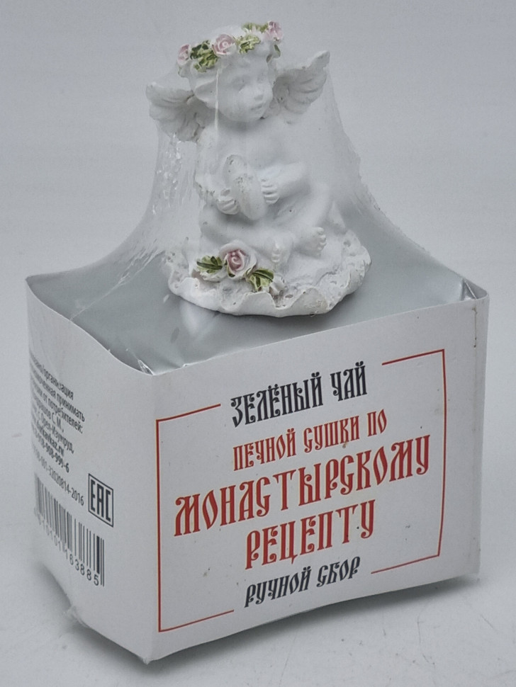 Зеленый чай ручной сбор печной сушки монастырский травник 40гр с фигурой ангела