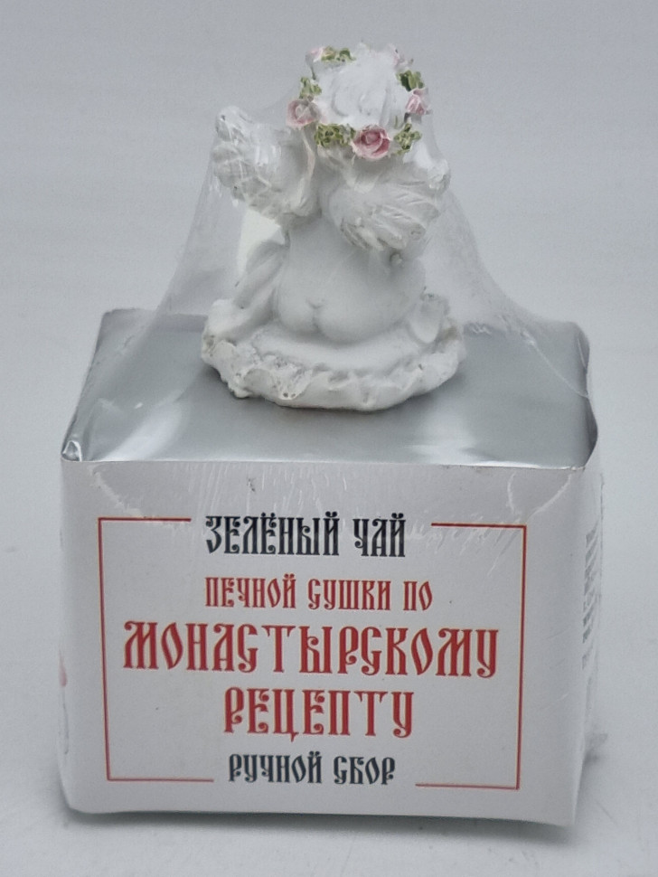 Зеленый чай ручной сбор печной сушки монастырский травник 40гр с фигурой ангела