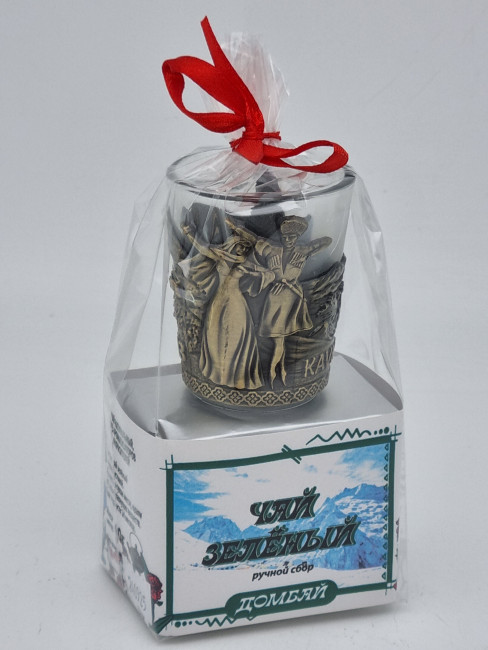 Чай зеленый ручной сбор 40гр Домбай с сувениром стопка Чай зеленый ручной сбор 40гр Домбай с сувениром стопка