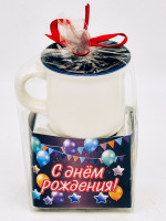Подарочный набор с днем рождения чай зеленый ручной сбор 40гр с кружкой мини