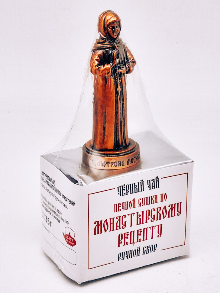 Черный чай ручной сбор печной сушки монастырский травник 35гр с фигурой Матрона Московская