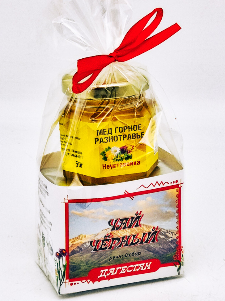 Чай черный ручной сбор 35гр +мед 50гр Дагестан