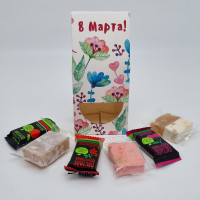 Подарочный набор с 8 марта нуга 30гр,мальбан 30гр, пастила 60гр