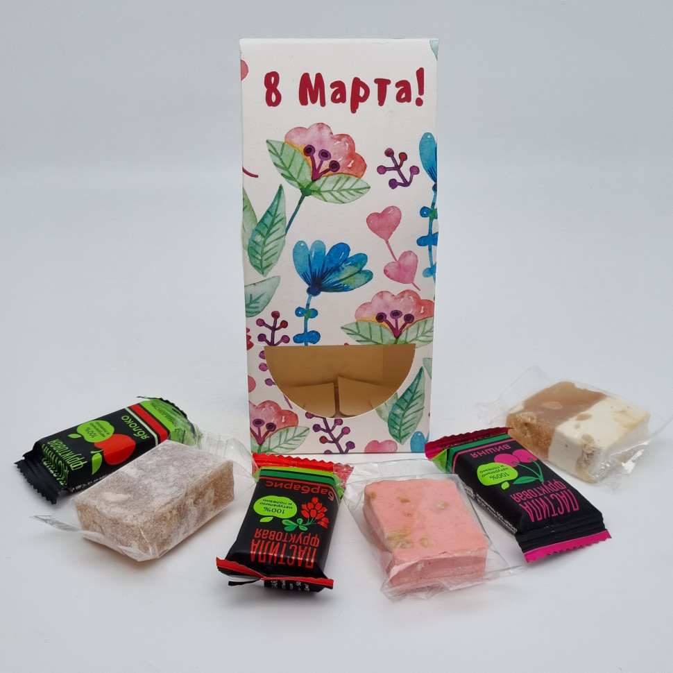 Подарочный набор с 8 марта нуга 30гр,мальбан 30гр, пастила 60гр