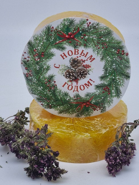 Мыло с люфой Золотая Мацеста "Банан" 100гр с новым годом