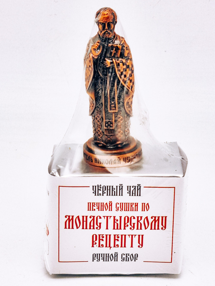 Черный чай ручной сбор печной сушки монастырский травник 35гр с фигурой Николай Чудотворец